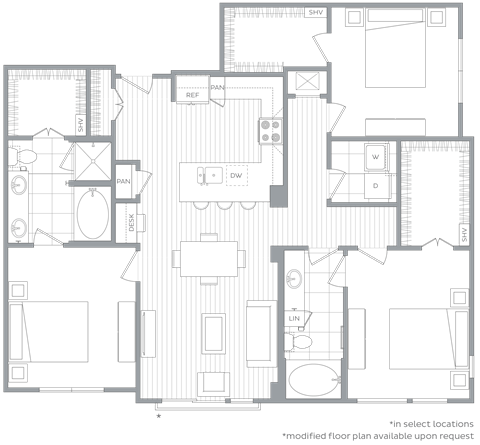 Floor plan for 3 beds, 2 baths, 1471 sqft